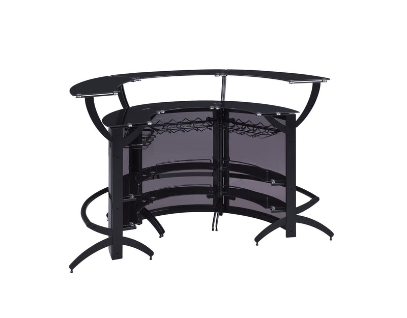 Dallas Curved Bar Unit Smoke And Black, Set of 3