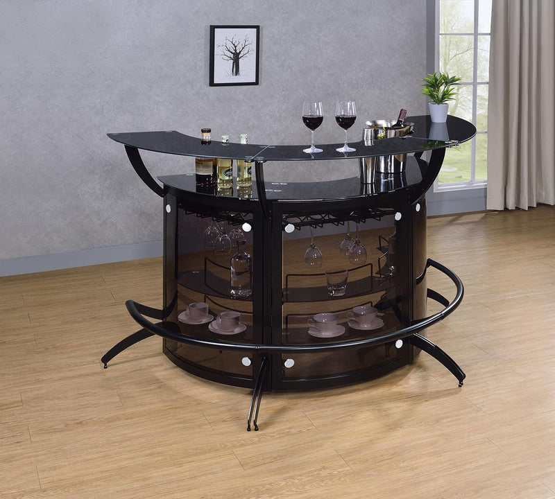 Dallas Curved Bar Unit Smoke And Black, Set of 3