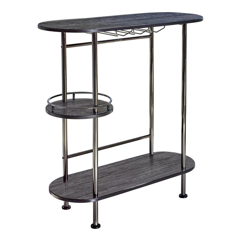 Ferguson 3 tier Bar Unit Black Nickel And Oak