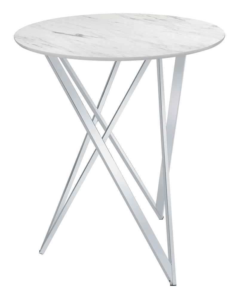 Bexter Faux Marble Round Top Bar Table White And Chrome