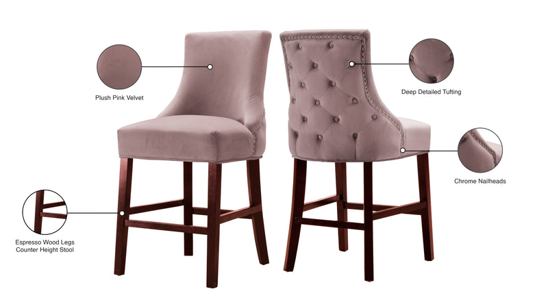 Hannah Pink Velvet Counter Stool