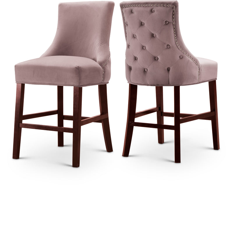 Hannah Pink Velvet Counter Stool