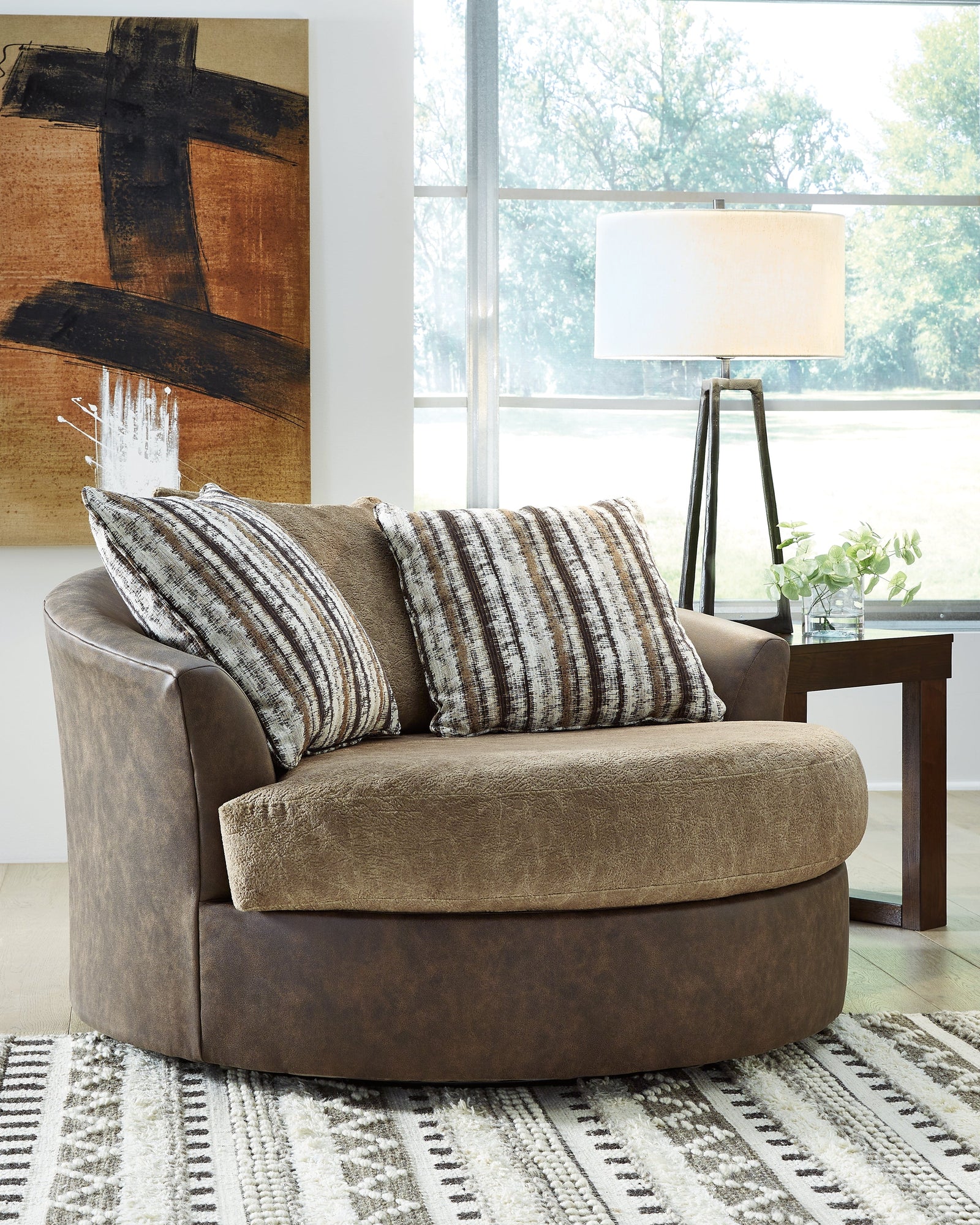 Alesbury Chocolate Velvet Oversized Swivel Accent Chair