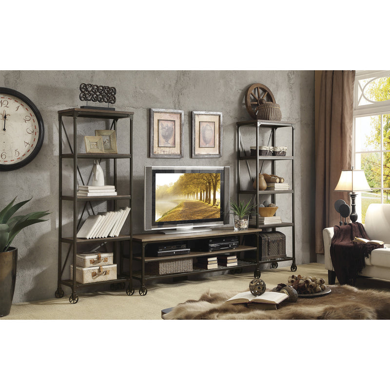Millwood Weathered Natural Finish Rustic Black Metal Finish Engineered Wood And Metal Tv Stand