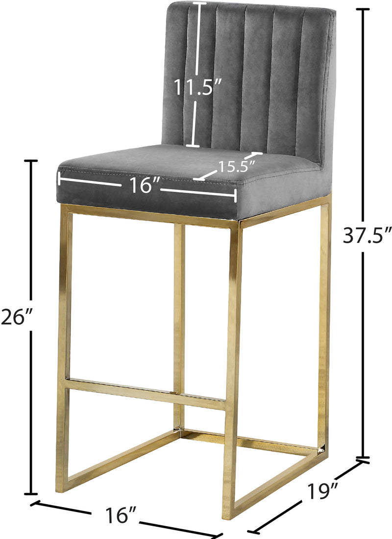 Giselle Grey Velvet Counter Stool