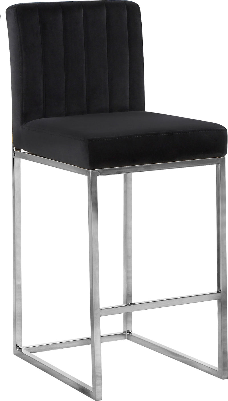 Giselle Black Velvet Counter Stool