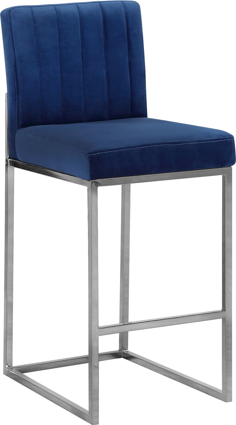 Giselle Blue Velvet Counter Stool 782Navy-c