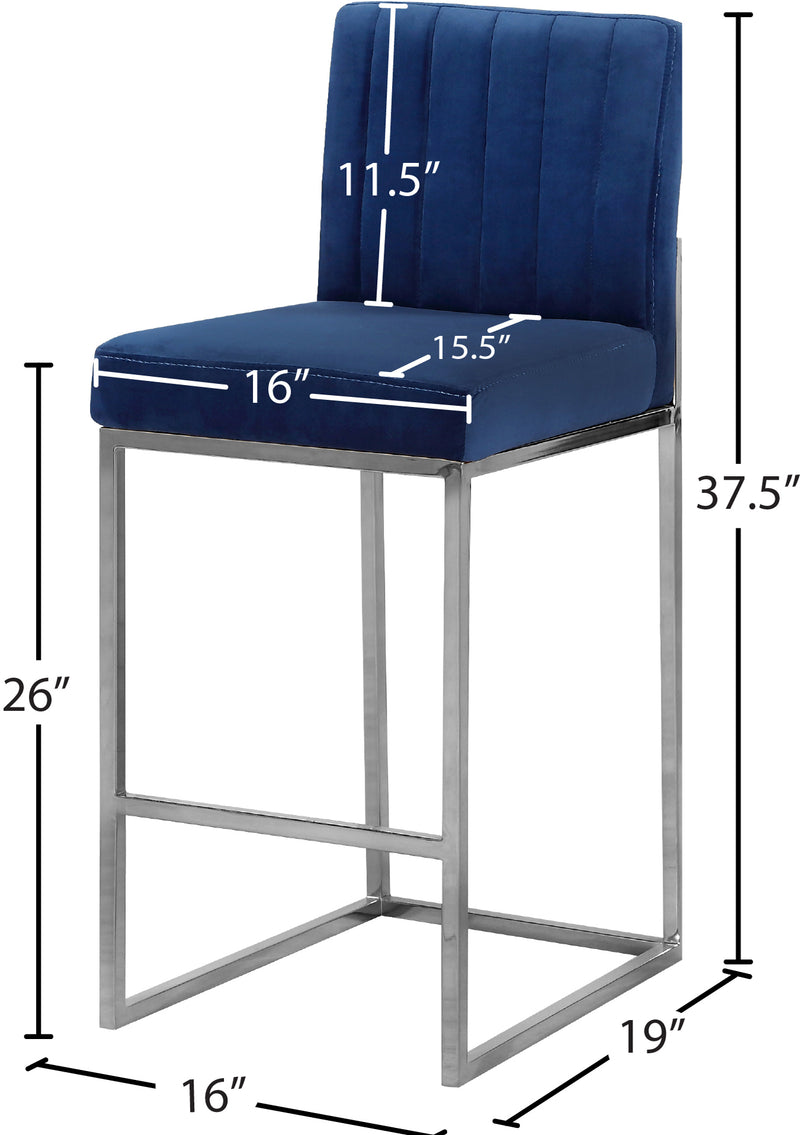 Giselle Blue Velvet Counter Stool 782Navy-c