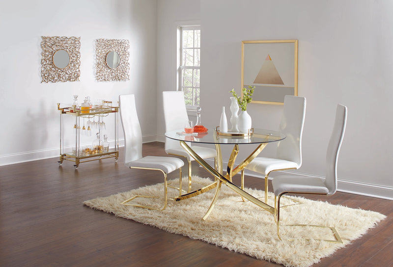 Beckham Round Dining Table Brass And Clear