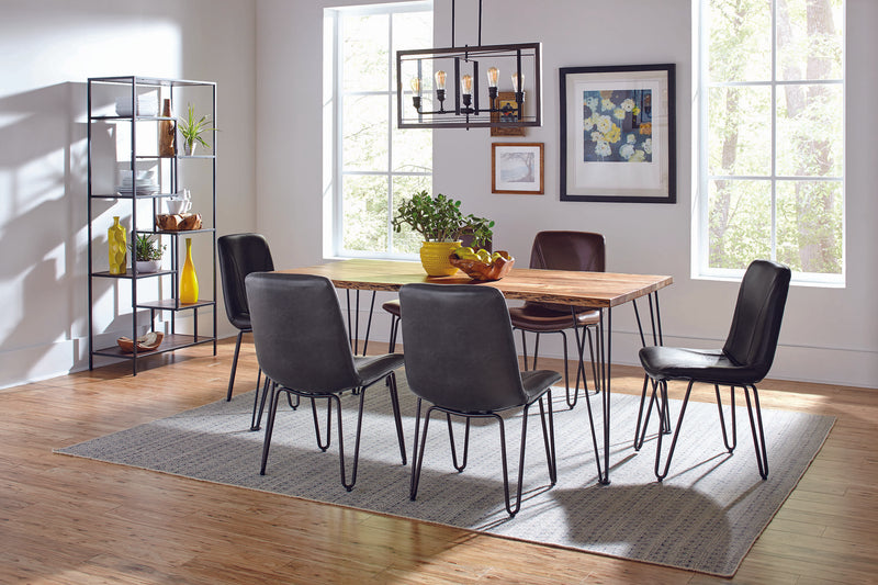 Sherman Rectangular Dining Table Natural Acacia And Matte Black