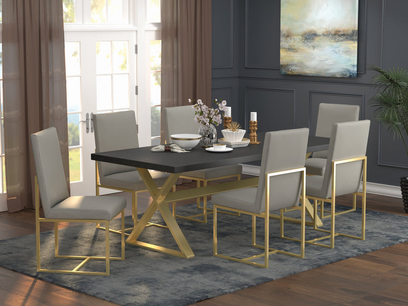 Conway Upholstered Dining Chairs Grey And Aged Gold (Set of 2)