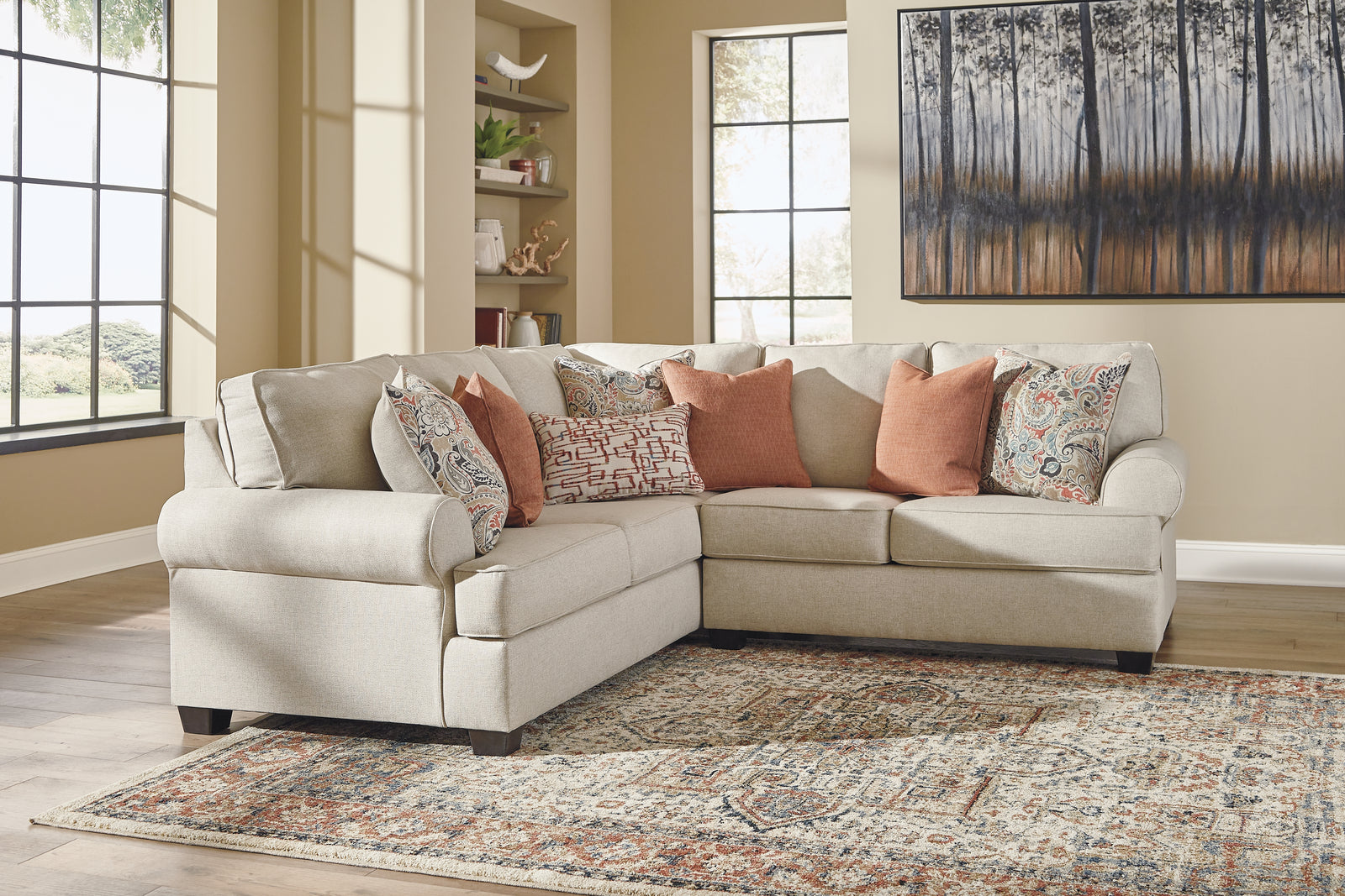 Amici Linen 2-Piece Sectional With Ottoman