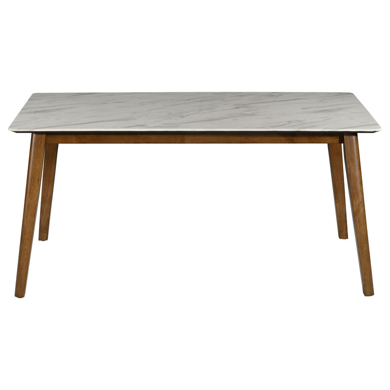 Everett Faux Marble Top Dining Table Natural Walnut And White