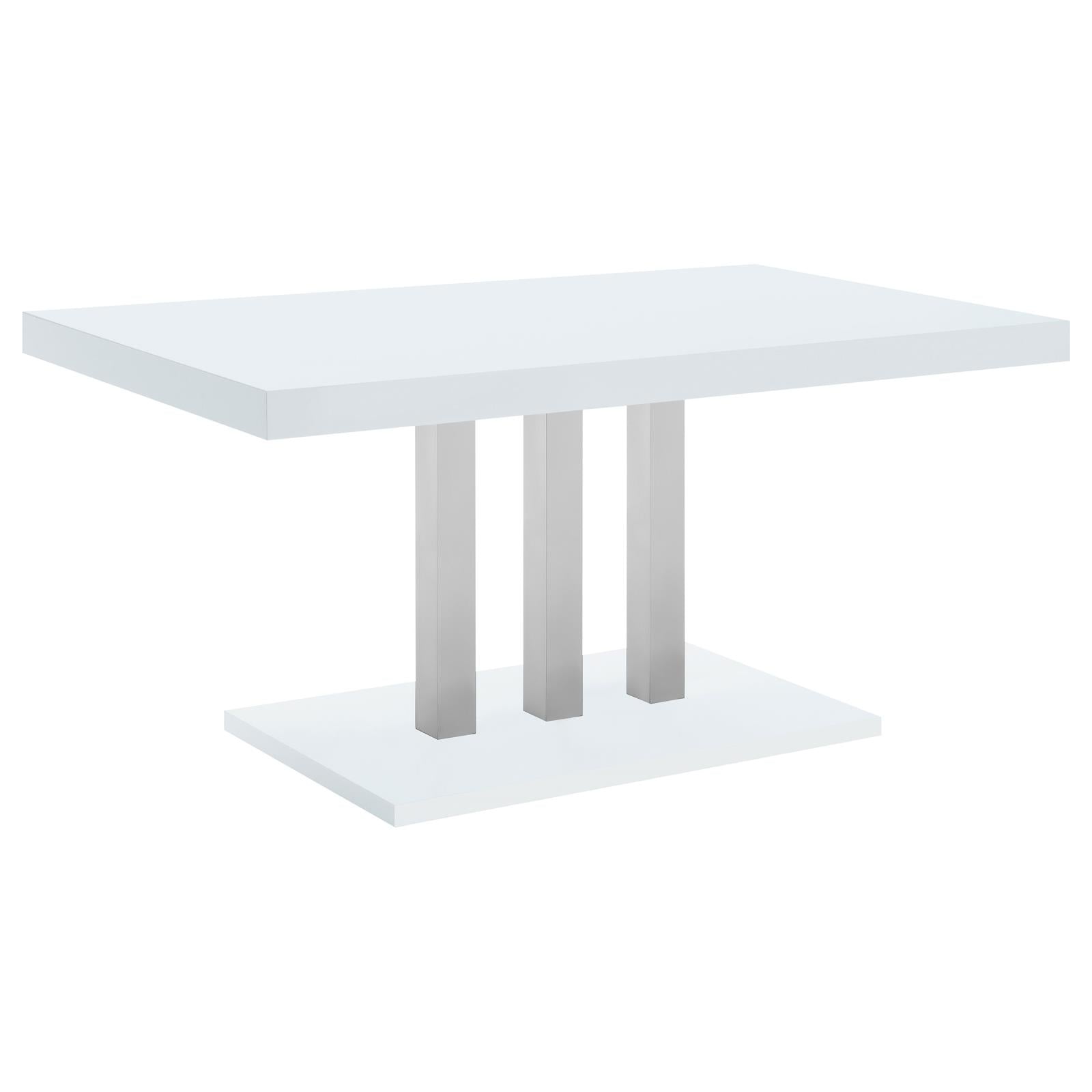 Brooklyn Rectangular Dining Table White High Gloss And Chrome