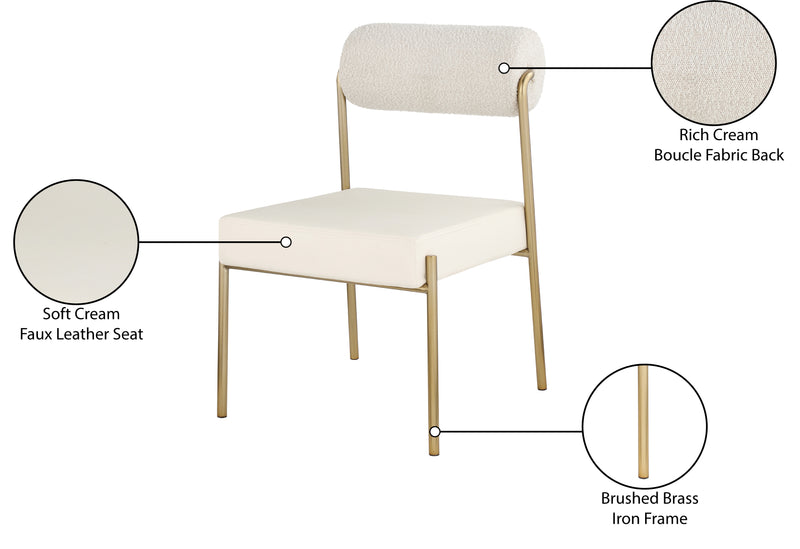 Carly Cream Boucle Fabric & Faux Leather Dining Chair