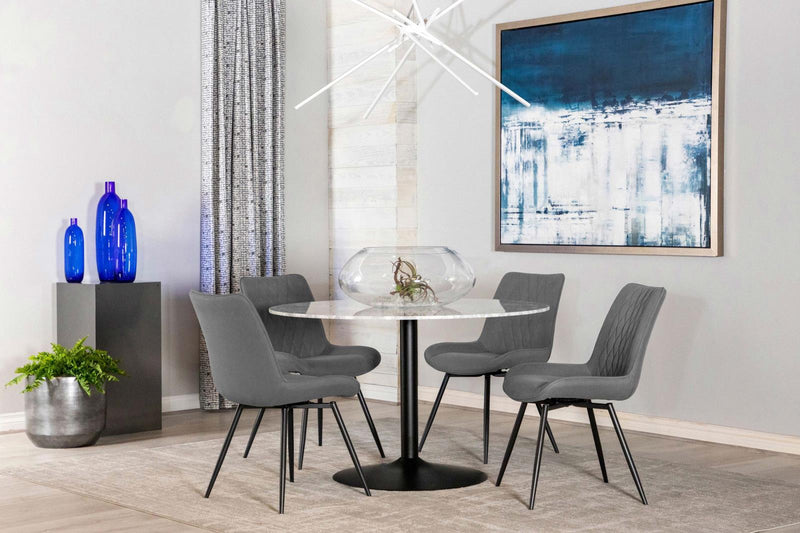 Bartole Round Dining Table White And Matte Black