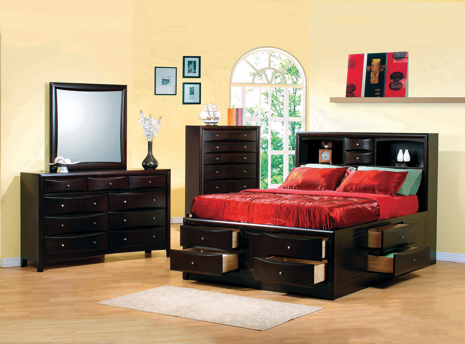 Phoenix Full Bookcase Bed With Underbed Storage Cappuccino