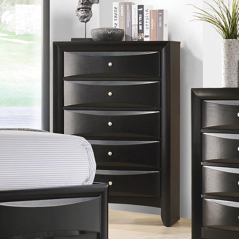 Briana Rectangular 5 Drawer Chest Black