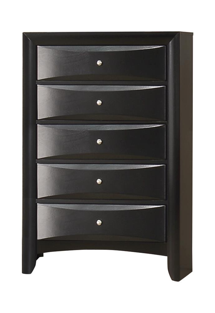 Briana Rectangular 5 Drawer Chest Black