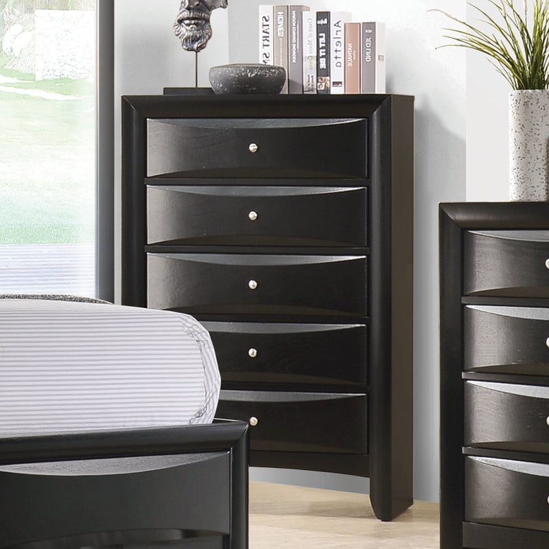 Briana Rectangular 5 Drawer Chest Black