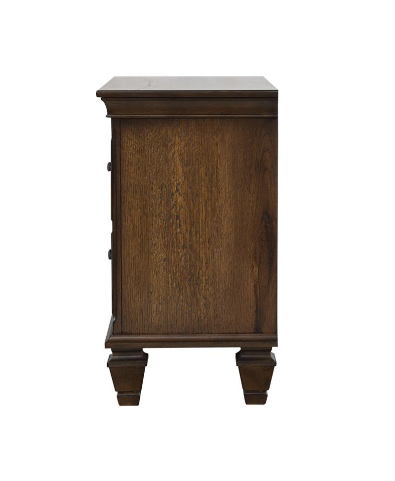 Franco 2 Drawer Nightstand With Pull Out Tray Burnished Oak