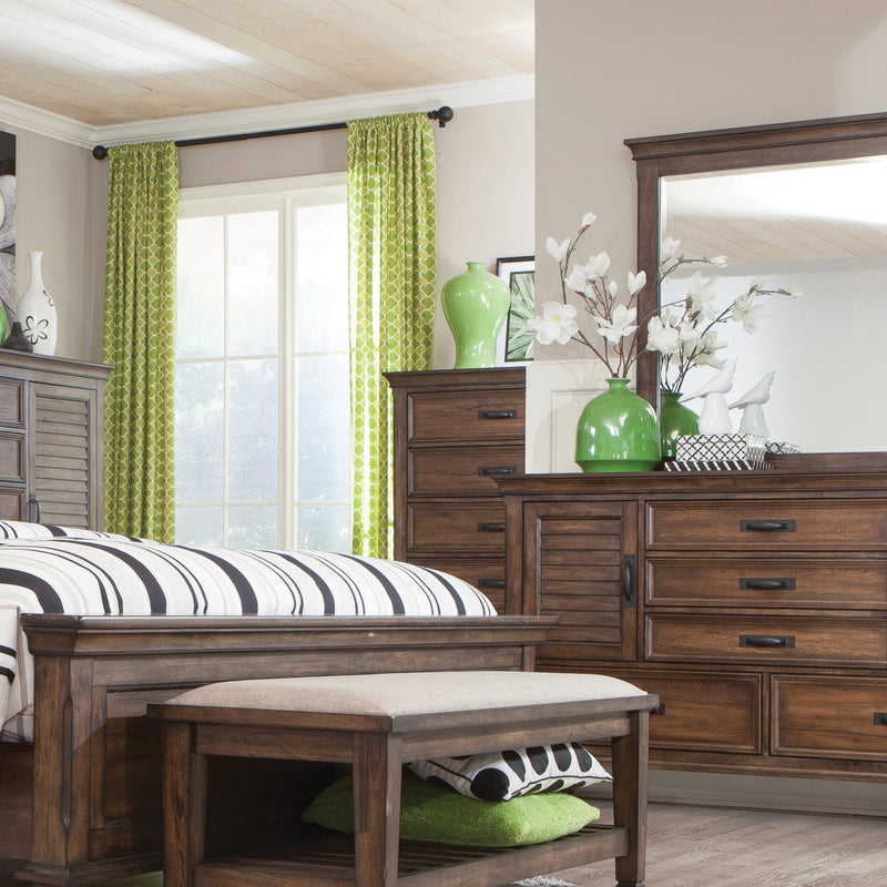 Franco Queen Panel Bed Burnished Oak