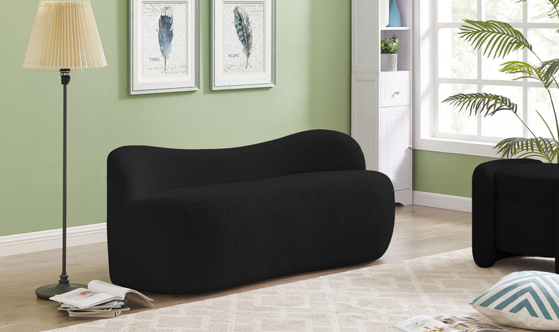 Flair Black Boucle Fabric Bench