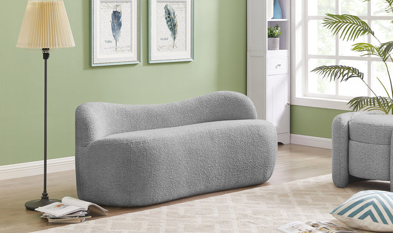 Flair Grey Boucle Fabric Bench