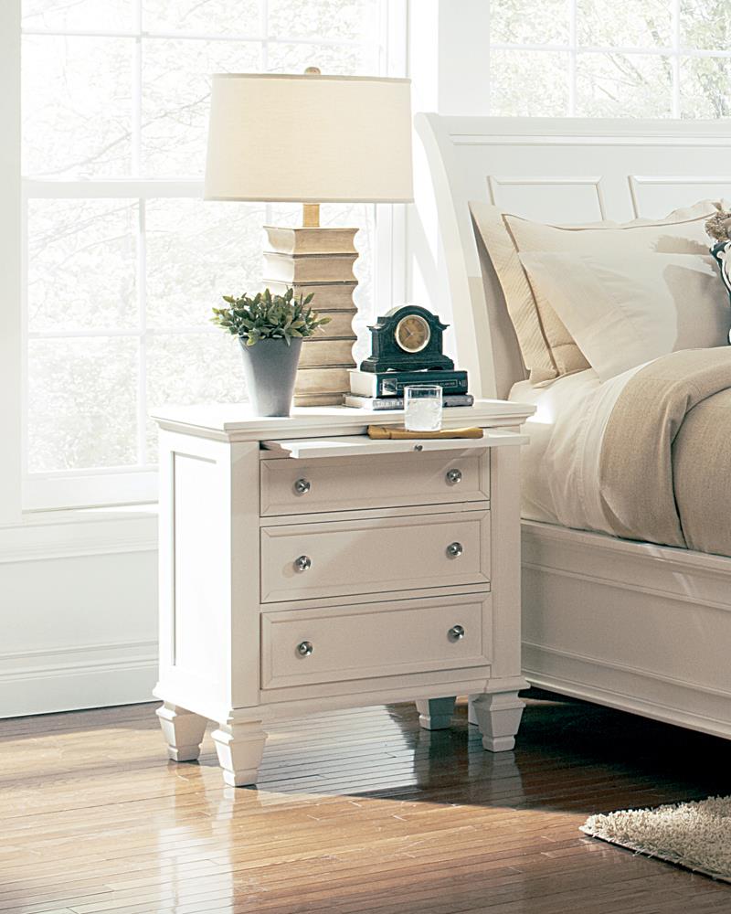 Sandy Beach 3 Drawer Nightstand White