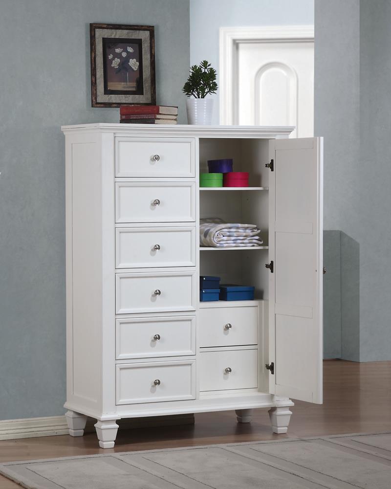 Sandy Beach 8 Drawer Man’s Chest Storage White