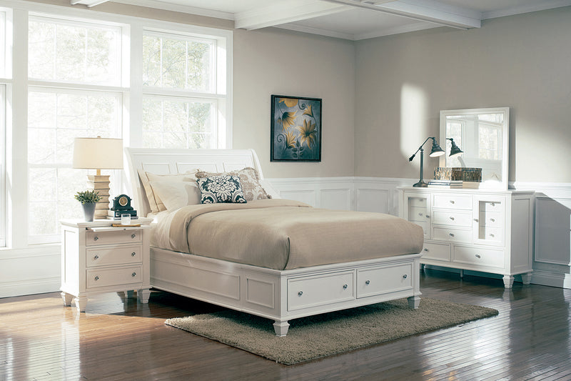 Sandy Beach King Panel Bed With High Headboard White