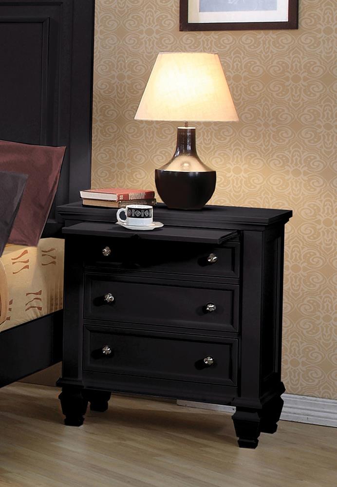 Sandy Beach 3 Drawer Nightstand Black