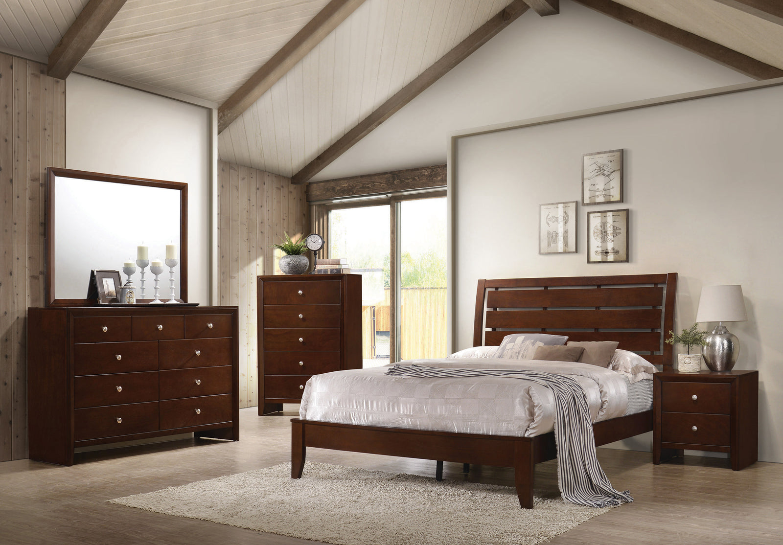 Serenity Full Panel Bed With Cut out Headboard Rich Merlot