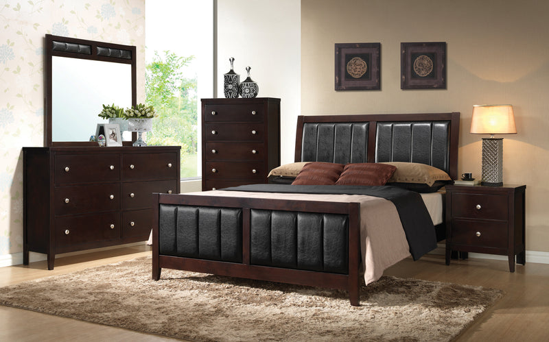 Carlton Full Upholstered Panel Bed Cappuccino And Black