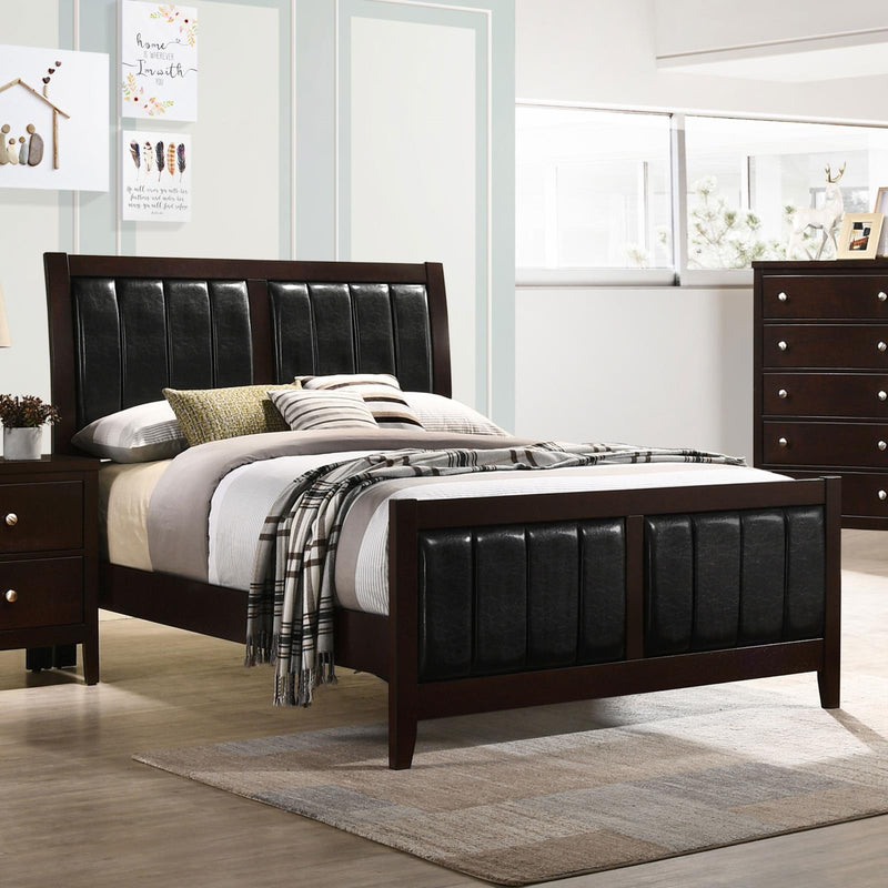 Carlton Full Upholstered Panel Bed Cappuccino And Black