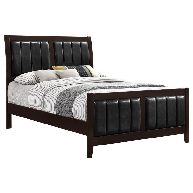 Carlton Full Upholstered Panel Bed Cappuccino And Black