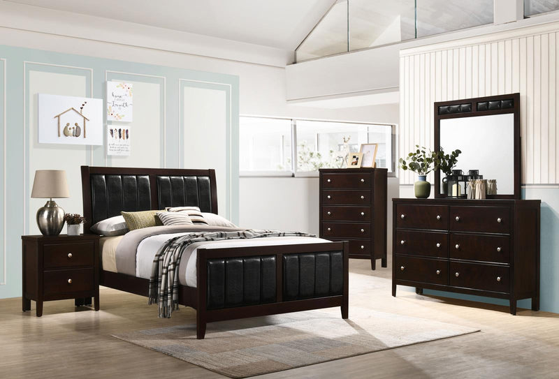 Carlton Full Upholstered Panel Bed Cappuccino And Black