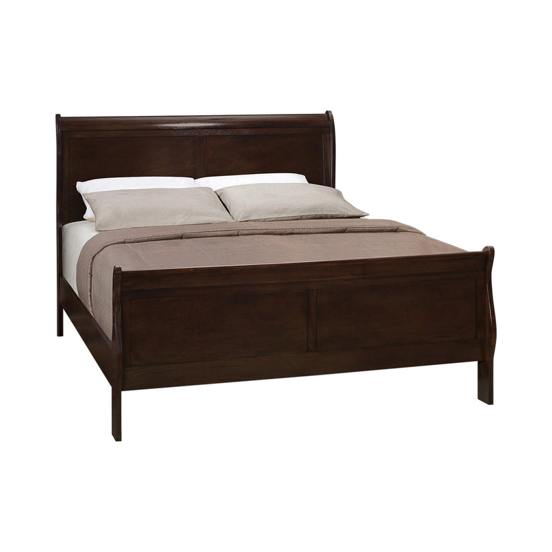 Louis Philippe King Panel Sleigh Bed Cappuccino