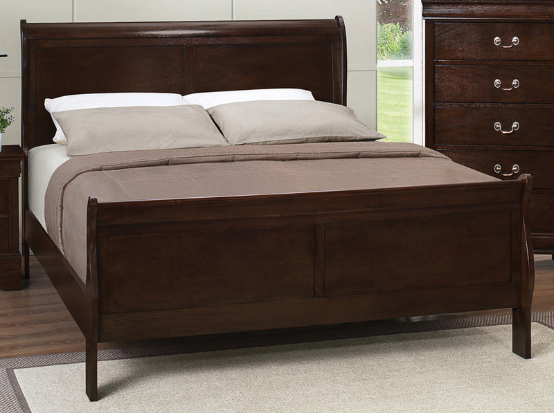 Louis Philippe King Panel Sleigh Bed Cappuccino