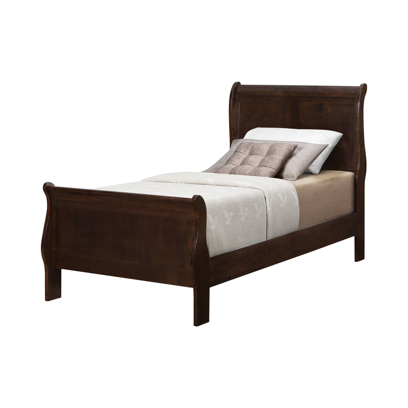 Louis Philippe King Panel Sleigh Bed Cappuccino