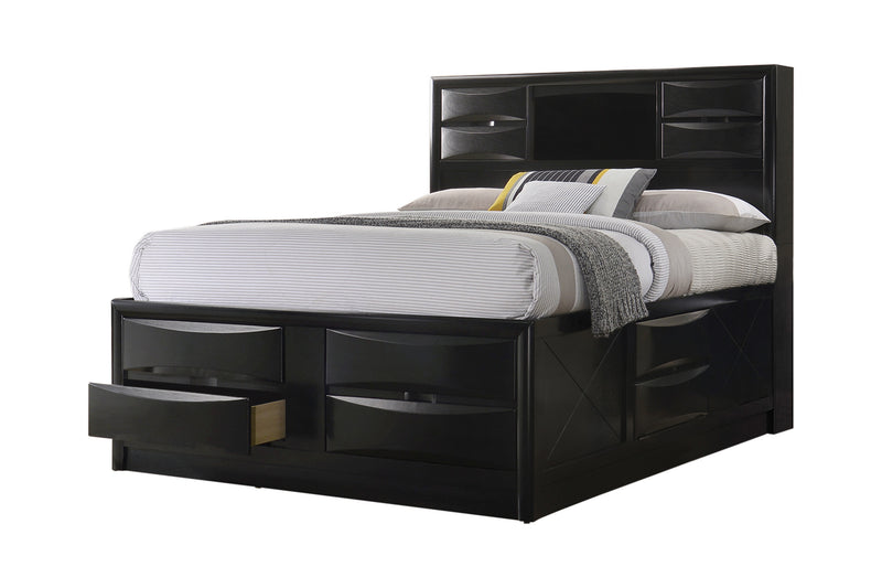 Briana Queen Upholstered Panel Bed Black