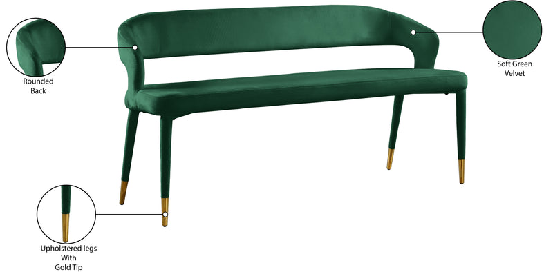 Destiny Green Velvet Bench