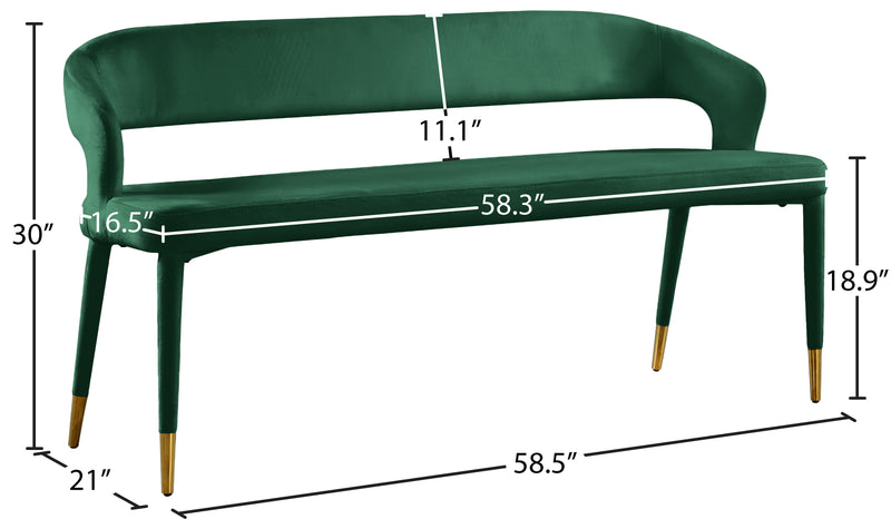 Destiny Green Velvet Bench