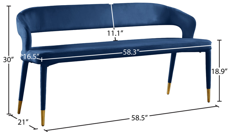 Destiny Blue Velvet Bench