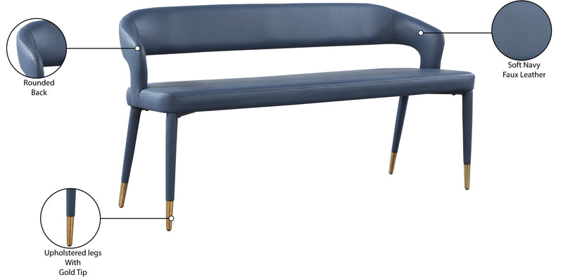 Destiny Blue Faux Leather Bench