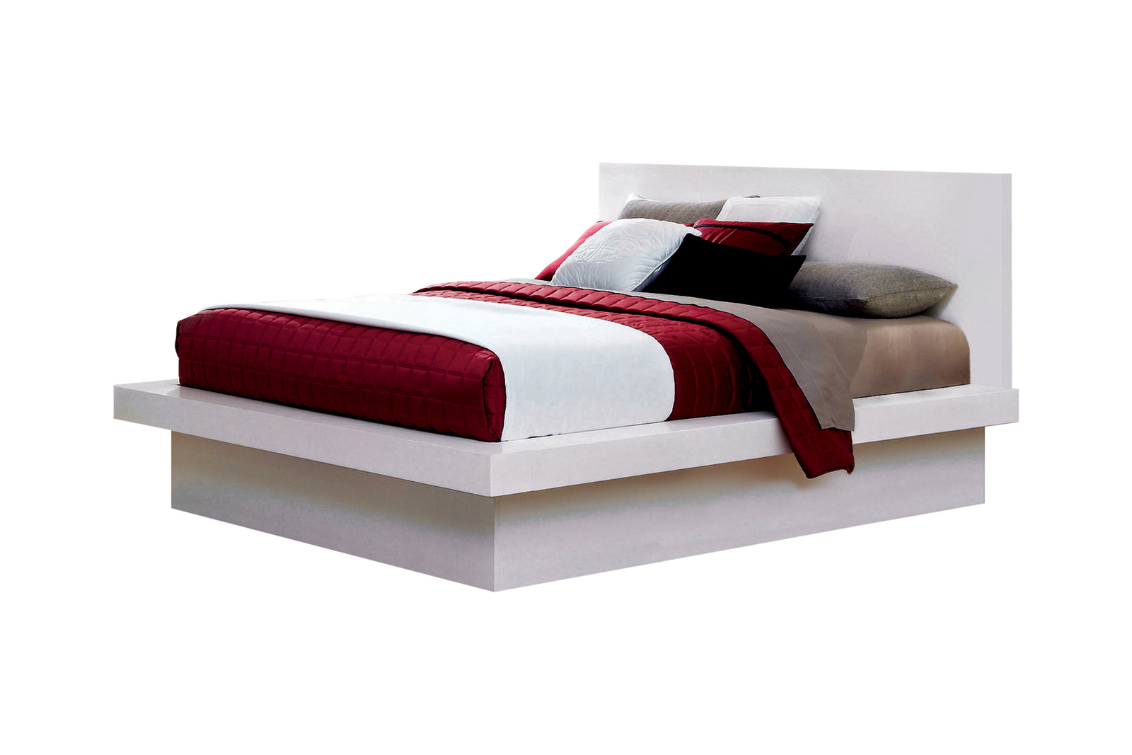 Jessica King Platform Bed With Rail Seating White