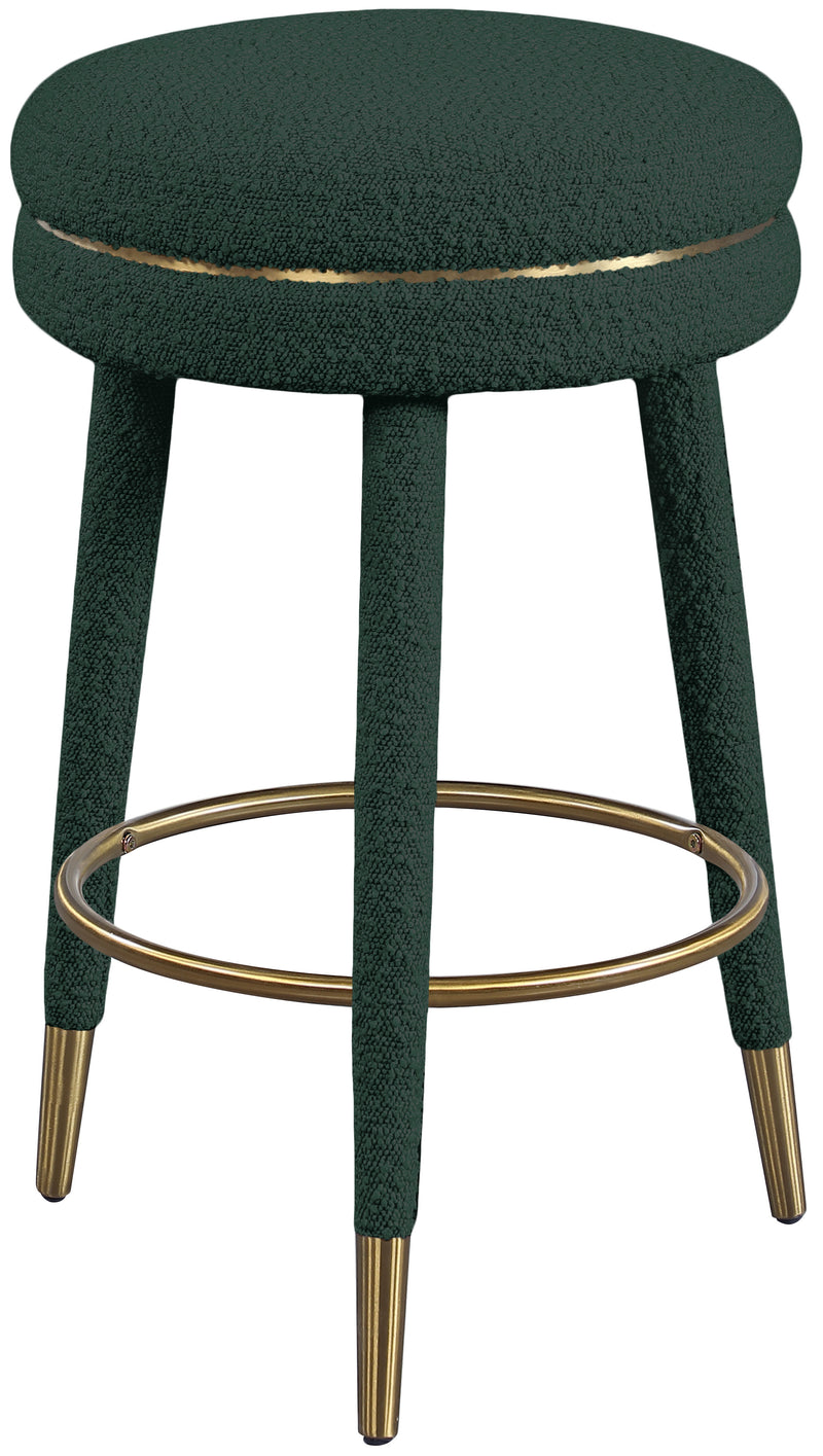 Coral Green Boucle Fabric Counter Stool