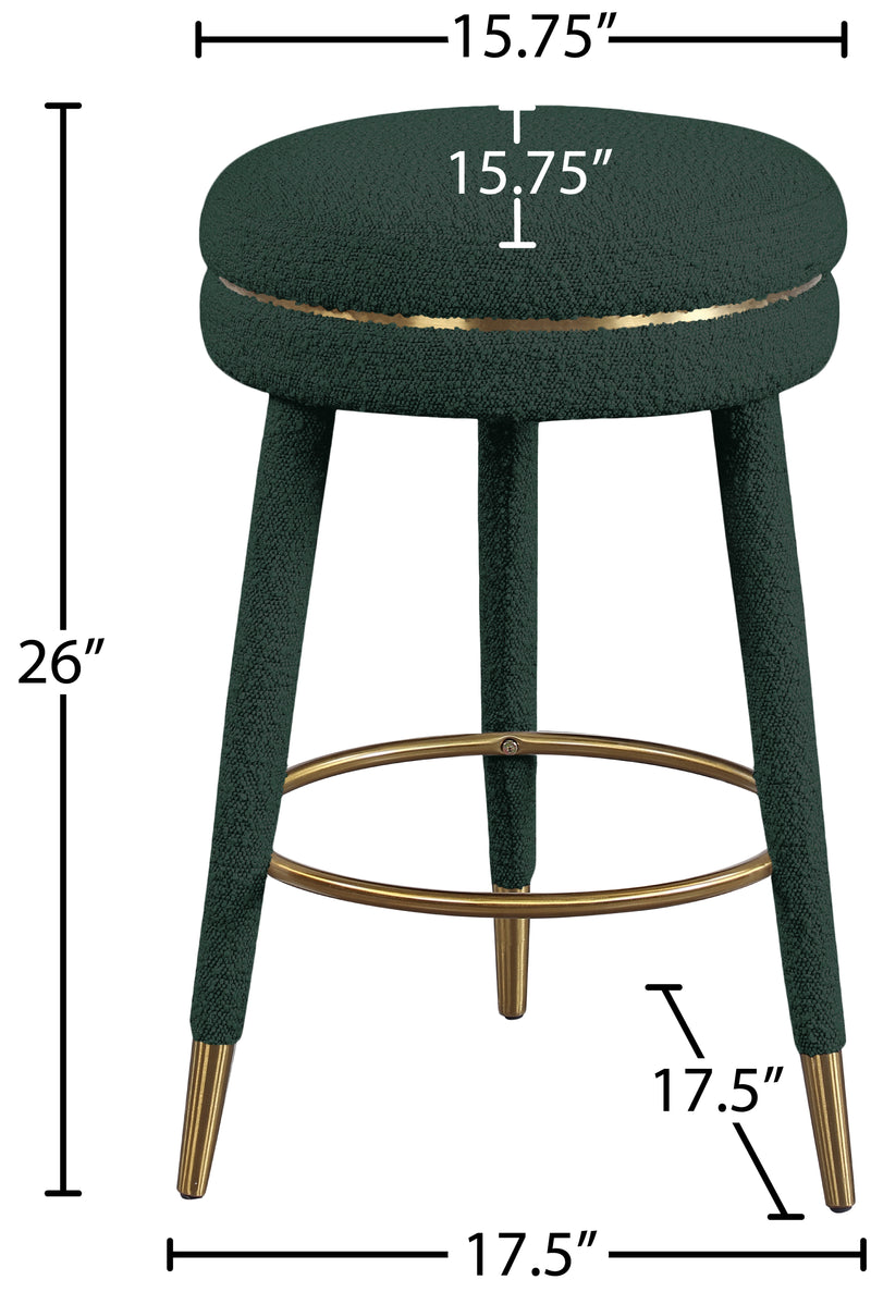 Coral Green Boucle Fabric Counter Stool