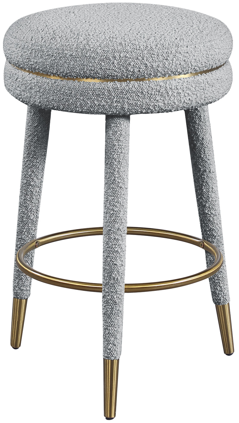 Coral Grey Boucle Fabric Counter Stool