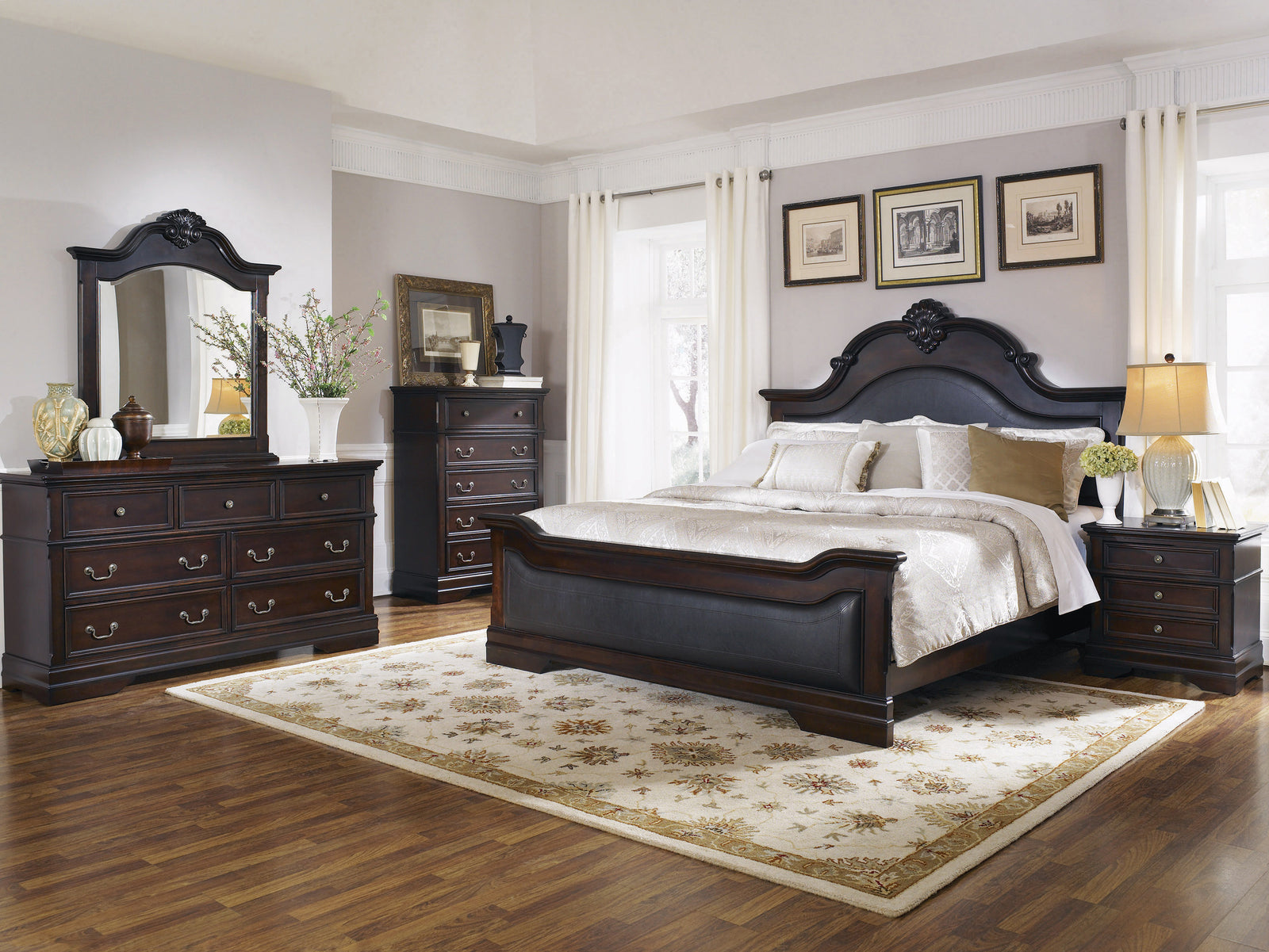 Cambridge King Panel Bed Cappuccino And Brown